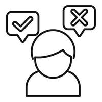 Man making decision between right and wrong choice vector