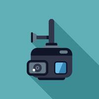 Action camera recording with external microphone flat design icon vector