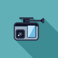 Action camera is recording exciting summer videos with long shadow on turquoise background vector