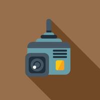 Modern action camera with a long shadow on a brown background vector