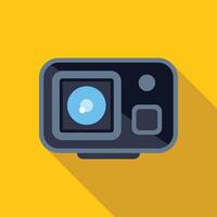Action camera recording video on yellow background with long shadow vector