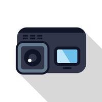 Modern action camera showing its lens and screen vector