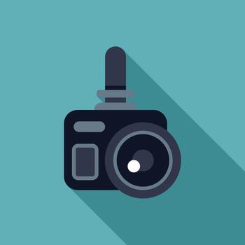 Action camera showing lens and mounting bracket vector