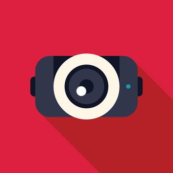 Action camera is recording with red background vector
