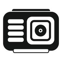 Action camera showing lens and side buttons icon vector