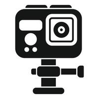 Action camera capturing stunning footage on a monopod vector