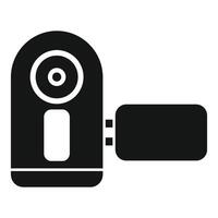 Action camera showing lens and side battery compartment vector