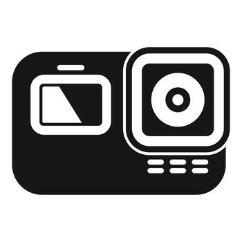 Extreme camera is recording video with display showing battery level vector