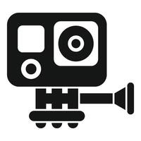 Action camera is recording video blog content on monopod vector