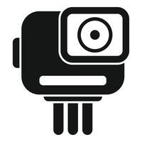 Action camera showing lens and mounting system icon vector