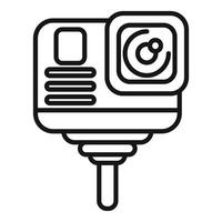 Action camera is recording something on a monopod vector