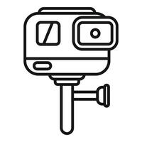 Action camera is recording video blog content on monopod vector