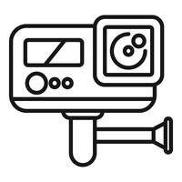 Action camera is recording video with external microphone vector