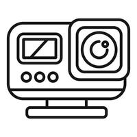Action camera showing recording button and screen with mount vector