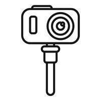 Action camera is recording an extreme sport event using monopod vector