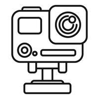 Action camera standing on a tripod is recording video content vector
