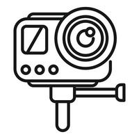 Action camera mounted on a gimbal stabilizer for smooth footage vector