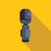 Wireless microphone standing on yellow background with long shadow vector