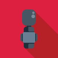 Microphone on red background with long shadow is capturing sound vector