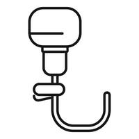 Boat motor hanging on rack icon, outline style vector