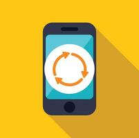 Smartphone showing circular arrows for update or sync process vector