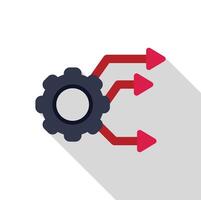 Gear generating three arrows representing business process vector