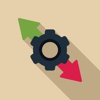 Gear turning with up and down arrows representing market volatility vector