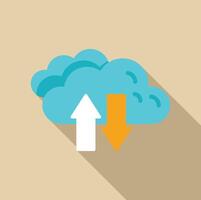 Cloud computing concept, uploading and downloading data with arrows and cloud icon vector