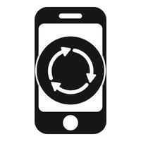Smartphone showing update or synchronizing with rotating arrows icon vector
