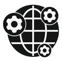 Global business development optimization with gear symbols representing international collaboration vector