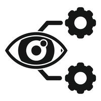 Eye connected to gears representing artificial intelligence concept vector