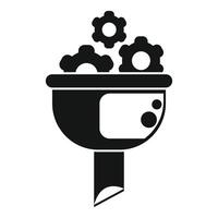 Sales funnel with gears converting leads into money vector