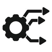 Gear generating three arrows representing business process optimization vector