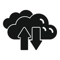 Cloud computing data storage showing downloading and uploading vector