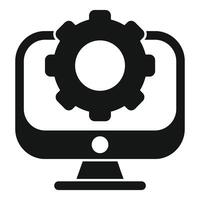 Computer showing configuration gear wheel setting icon vector