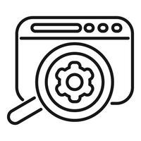 Magnifying glass exploring web page settings optimization vector