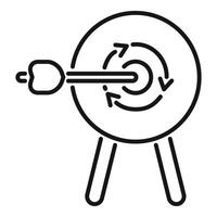 Arrow hitting target with rotating arrows icon thin line vector illustration