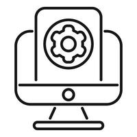 Computer showing gear icon for software development process vector