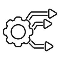 Gear wheel connecting with three arrows representing workflow automation vector