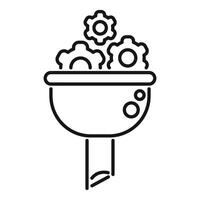 Funnel converting ideas represented by cogwheels into money vector