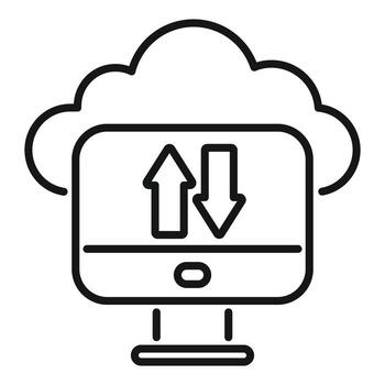 Computer exchanging data with cloud computing system vector