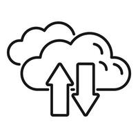 Cloud computing data storage transferring icon showing uploading and downloading vector