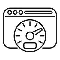 Website speedometer measuring internet page performance line icon vector