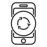 Smartphone showing update process with rotating arrows icon vector
