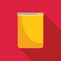 Yellow sealed pack on red background with long shadow vector