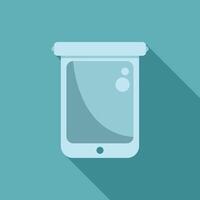Waterproof phone case is keeping a smartphone safe and dry vector