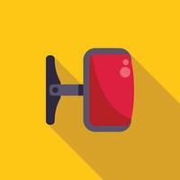 Red rear view mirror hanging on yellow background with long shadow vector