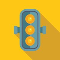Traffic light with all lights illuminated yellow, signaling caution vector