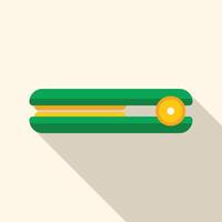 Green hair straightener with temperature control displaying long shadow vector