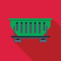Green railroad cargo wagon standing on rails vector